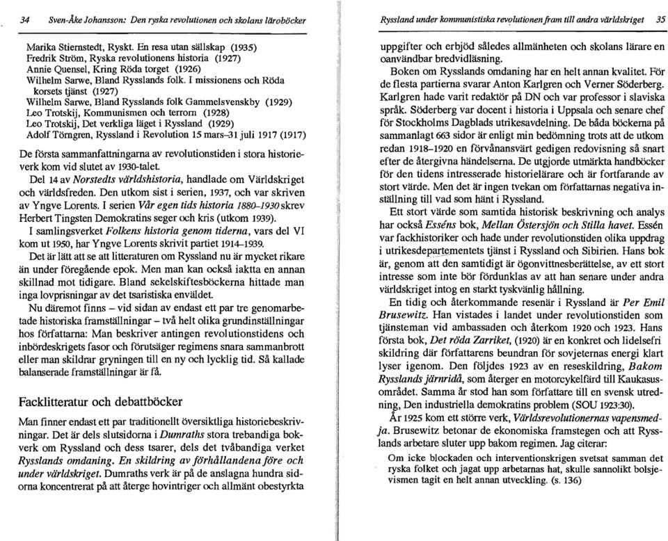 I missionens och Röda korsets tjänst (1927) Wilhelm Sarwe, Bland Rysslands folk Gammelsvenskby (1929) Leo Trotskij, Kommunismen och terrorn {1928) Leo Trotskij, Det verkliga läget i Ryssland {1929)