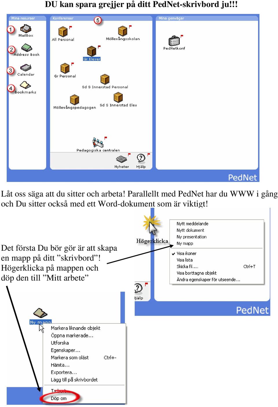 Parallellt med PedNet har du WWW i gång och Du sitter också med ett