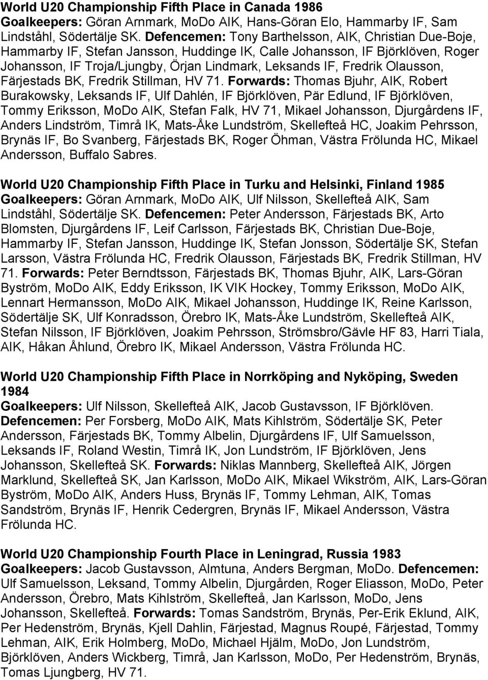 Fredrik Olausson, Färjestads BK, Fredrik Stillman, HV 71.
