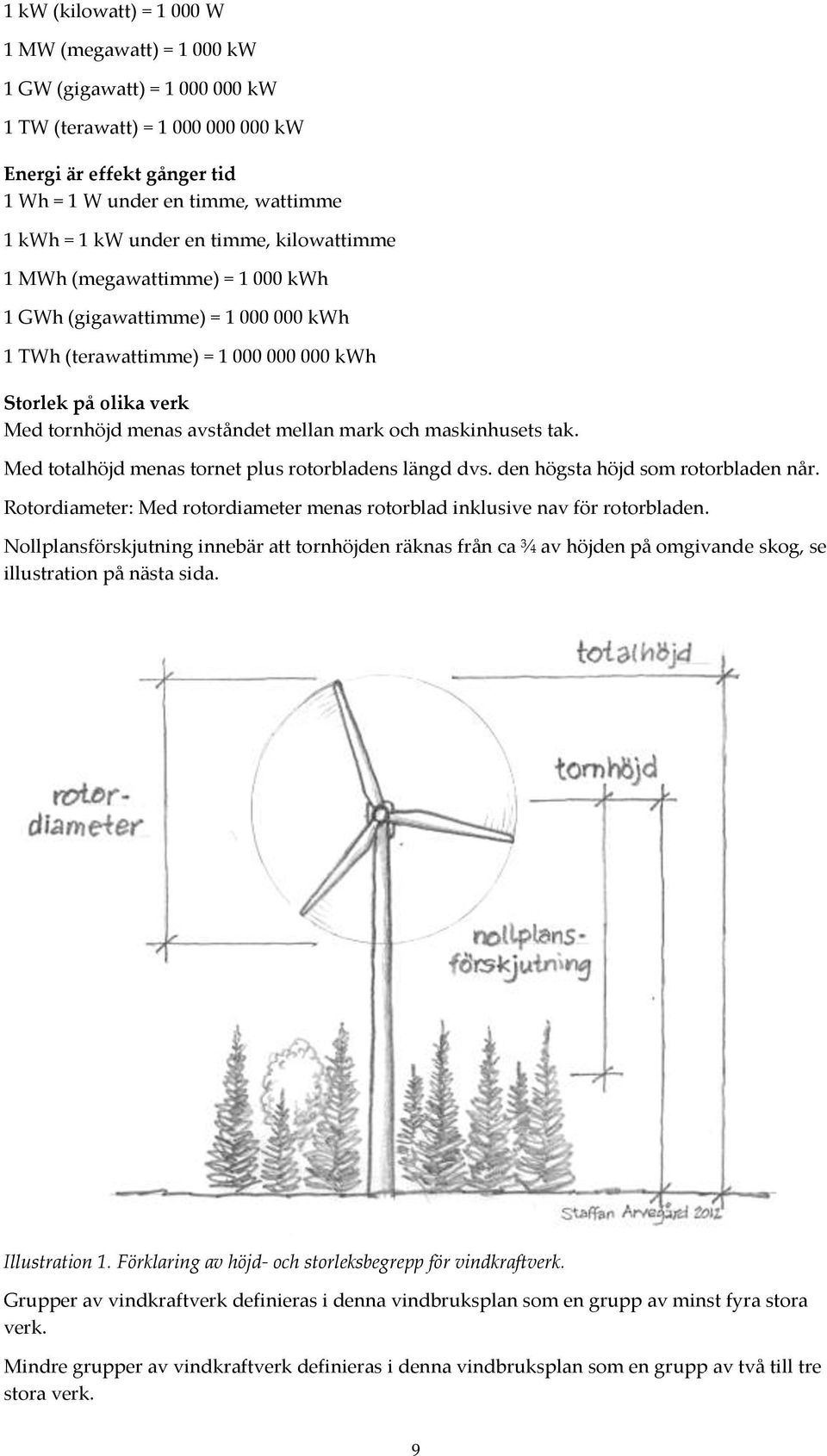 mark och maskinhusets tak. Med totalhöjd menas tornet plus rotorbladens längd dvs. den högsta höjd som rotorbladen når. Rotordiameter: Med rotordiameter menas rotorblad inklusive nav för rotorbladen.