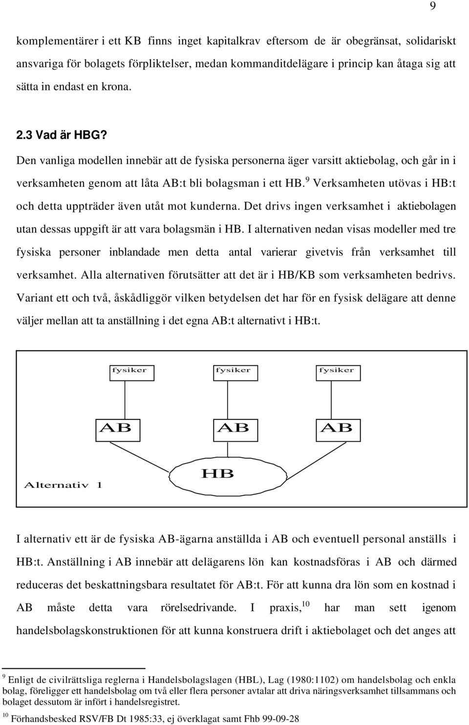 9 Verksamheten utövas i HB:t och detta uppträder även utåt mot kunderna. Det drivs ingen verksamhet i aktiebolagen utan dessas uppgift är att vara bolagsmän i HB.