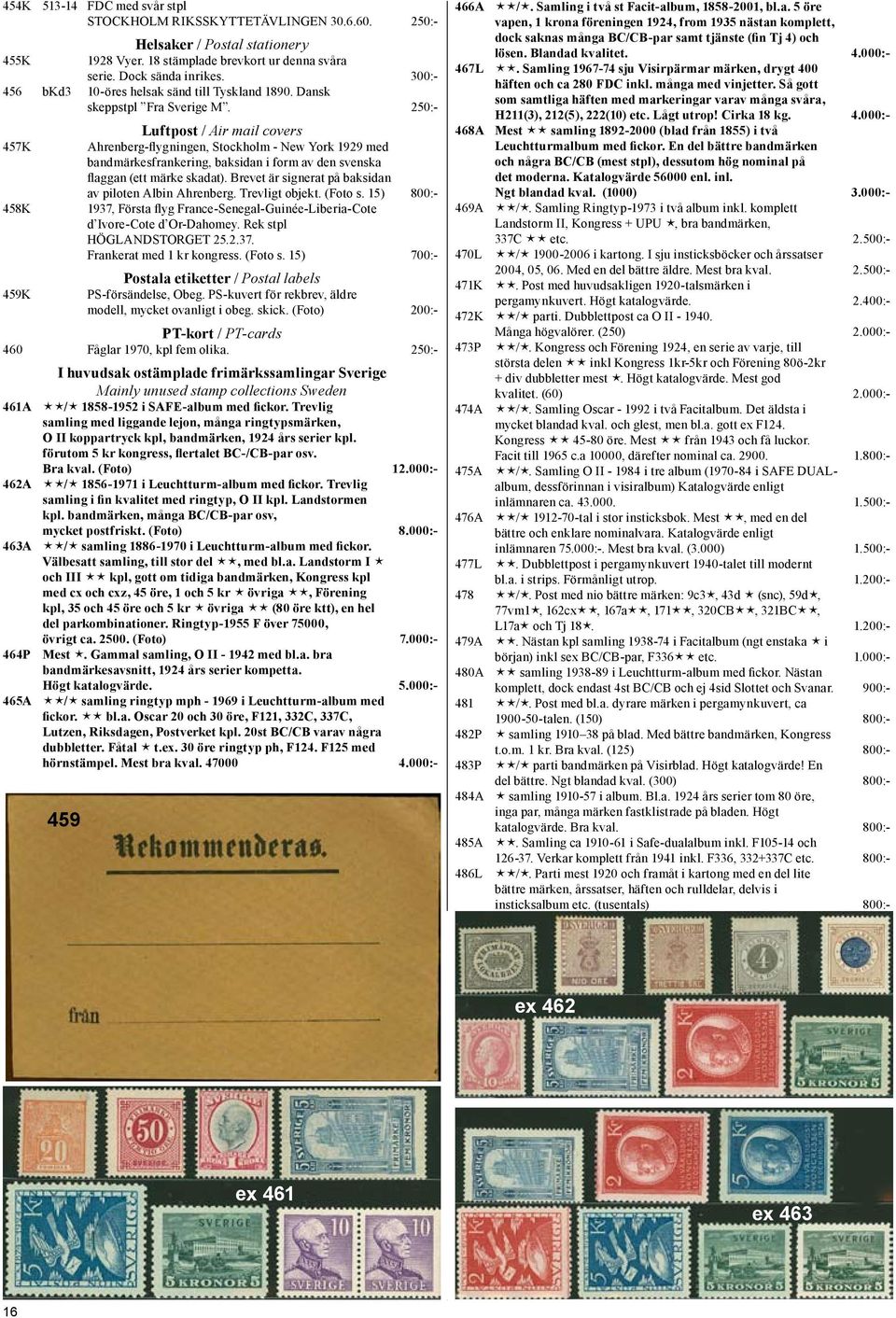 250:- Luftpost / Air mail covers 457K Ahrenberg-flygningen, Stockholm - New York 1929 med bandmärkesfrankering, baksidan i form av den svenska flaggan (ett märke skadat).