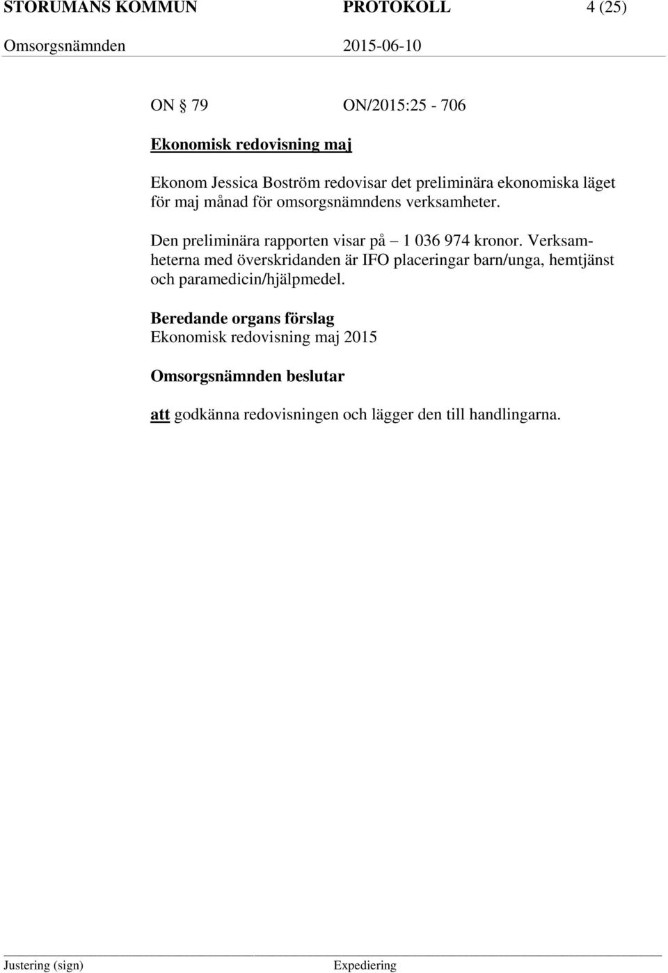 Den preliminära rapporten visar på 1 036 974 kronor.