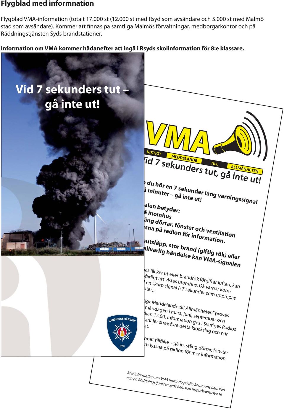 Vid 7 sekunders tut gå inte ut! Om m du hör en 7 sekunder lång varningssignal i två minuter gå inte ut!