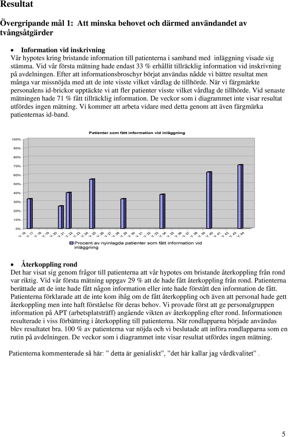 Efter att informationsbroschyr börjat användas nådde vi bättre resultat men många var missnöjda med att de inte visste vilket vårdlag de tillhörde.