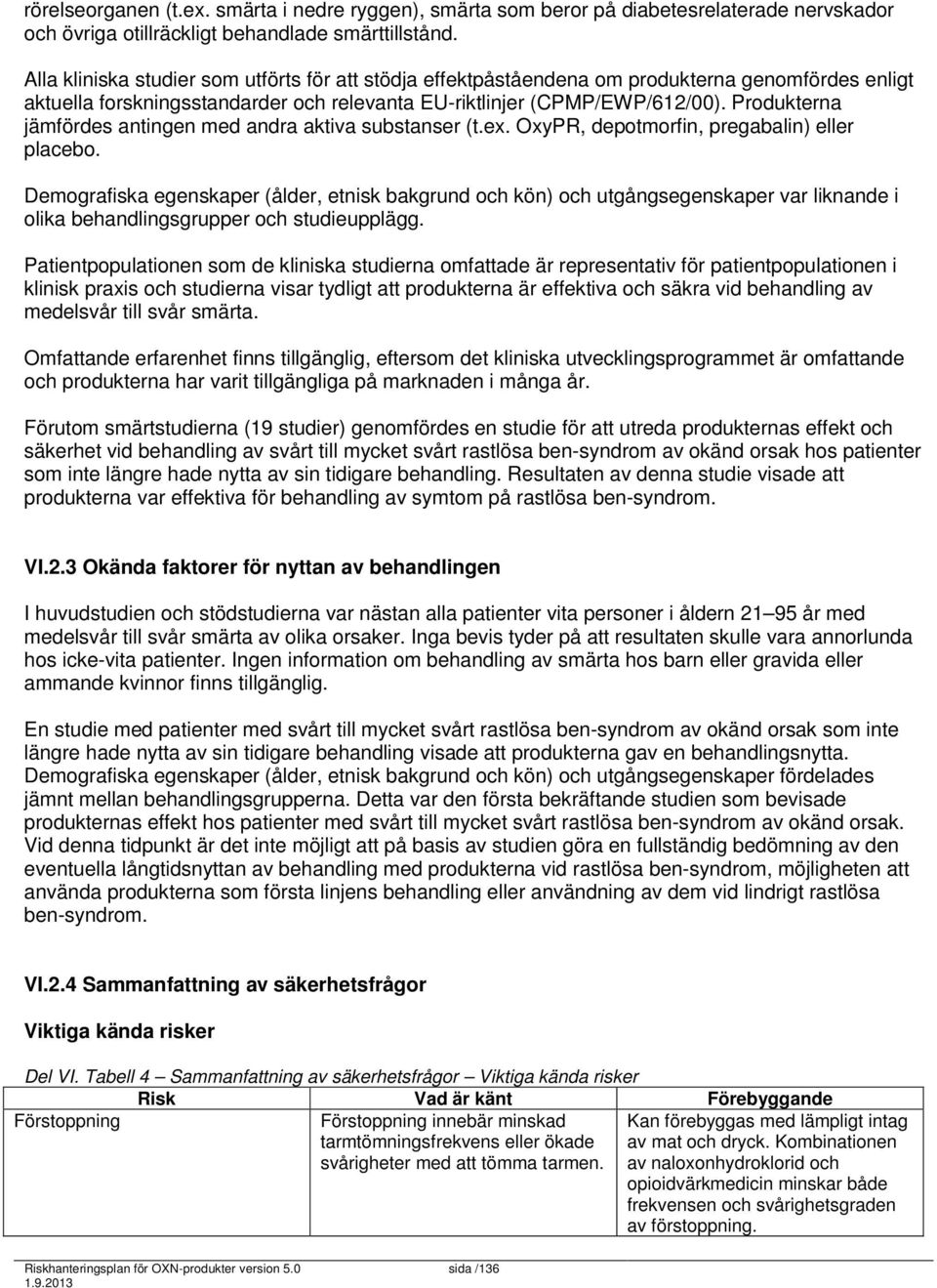 Produkterna jämfördes antingen med andra aktiva substanser (t.ex. OxyPR, depotmorfin, pregabalin) eller placebo.