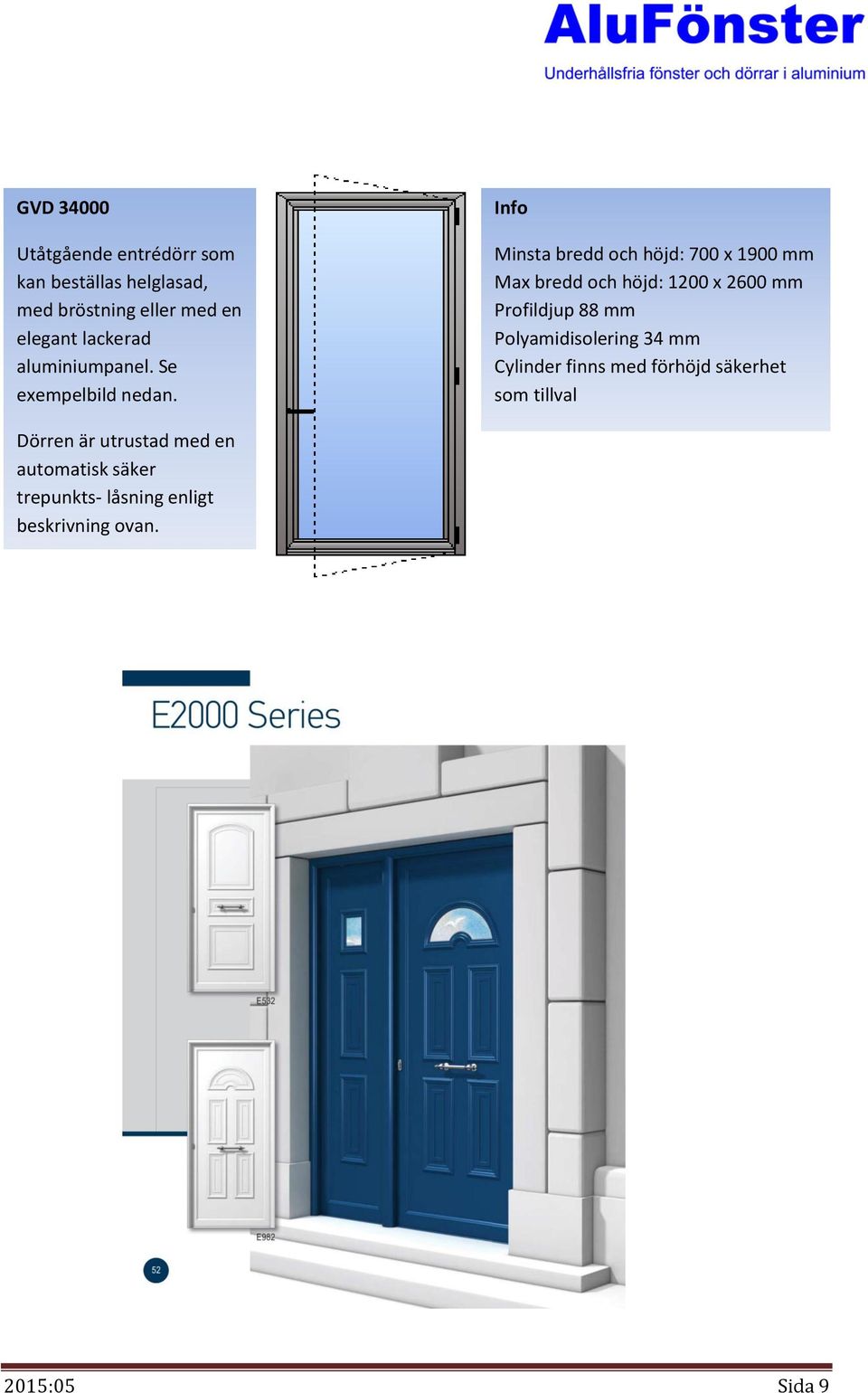 Info Minsta bredd och höjd: 700 x 1900 mm Max bredd och höjd: 1200 x 2600 mm Profildjup 88 mm