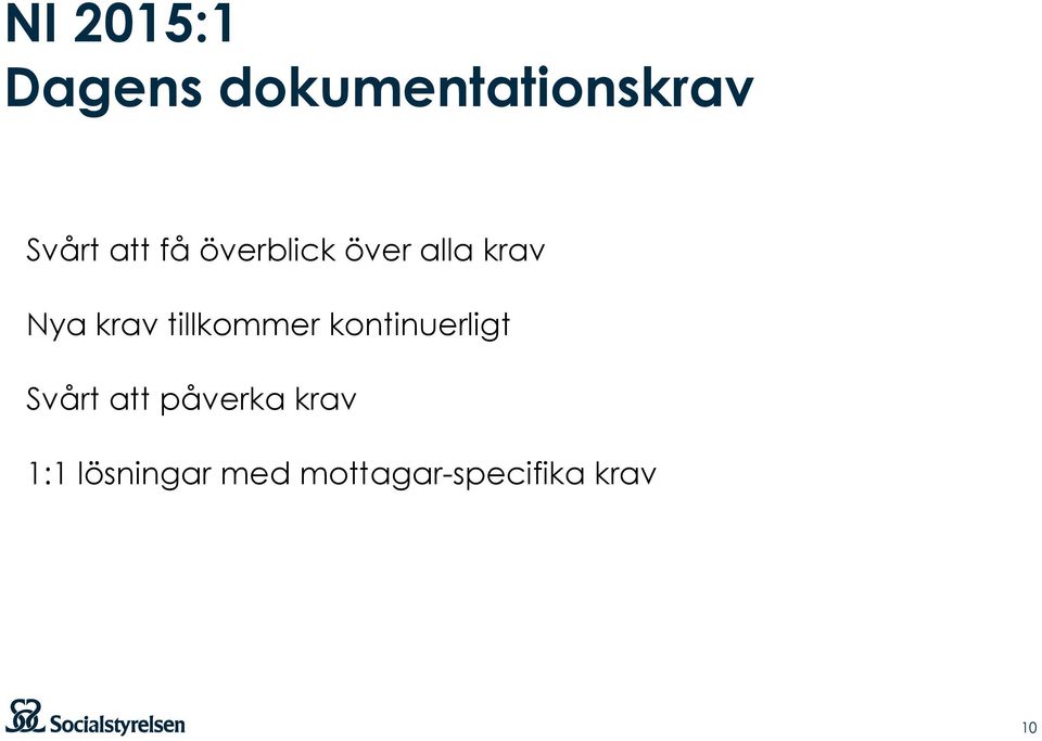 tillkommer kontinuerligt Svårt att påverka
