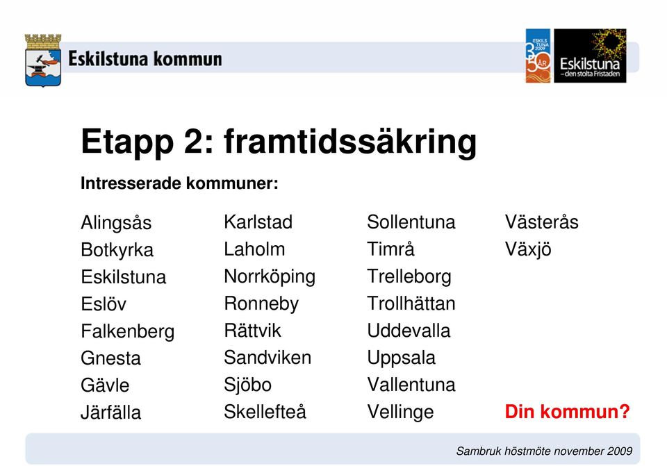 Trelleborg Eslöv Ronneby Trollhättan Falkenberg Rättvik Uddevalla Gnesta
