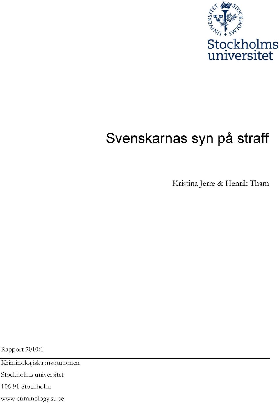 Kriminologiska institutionen Stockholms