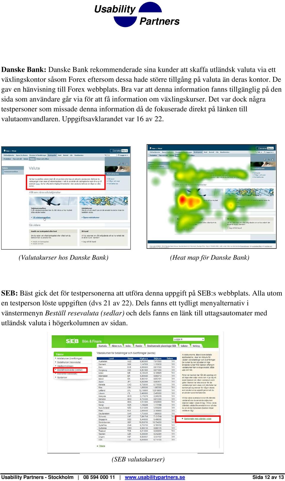 Det var dock några testpersoner som missade denna information då de fokuserade direkt på länken till valutaomvandlaren. Uppgiftsavklarandet var 16 av 22.