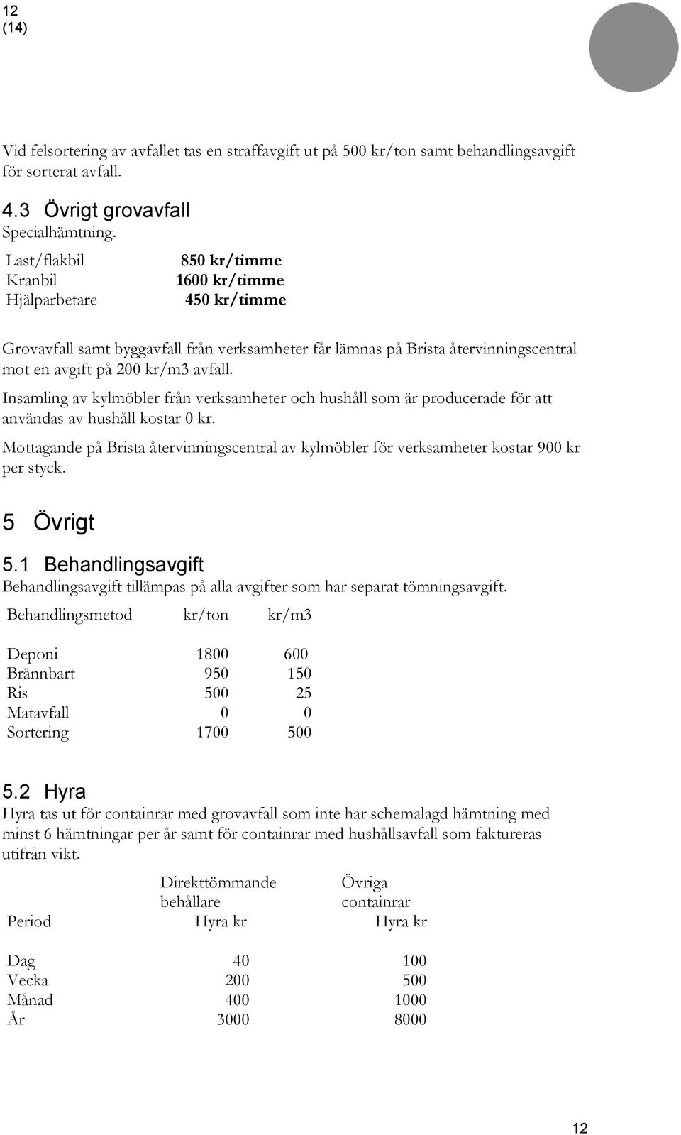 Insamling av kylmöbler från verksamheter och hushåll som är producerade för att användas av hushåll kostar 0 kr.