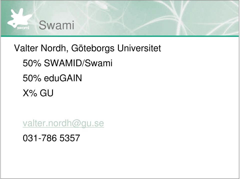 SWAMID/Swami 50% edugain
