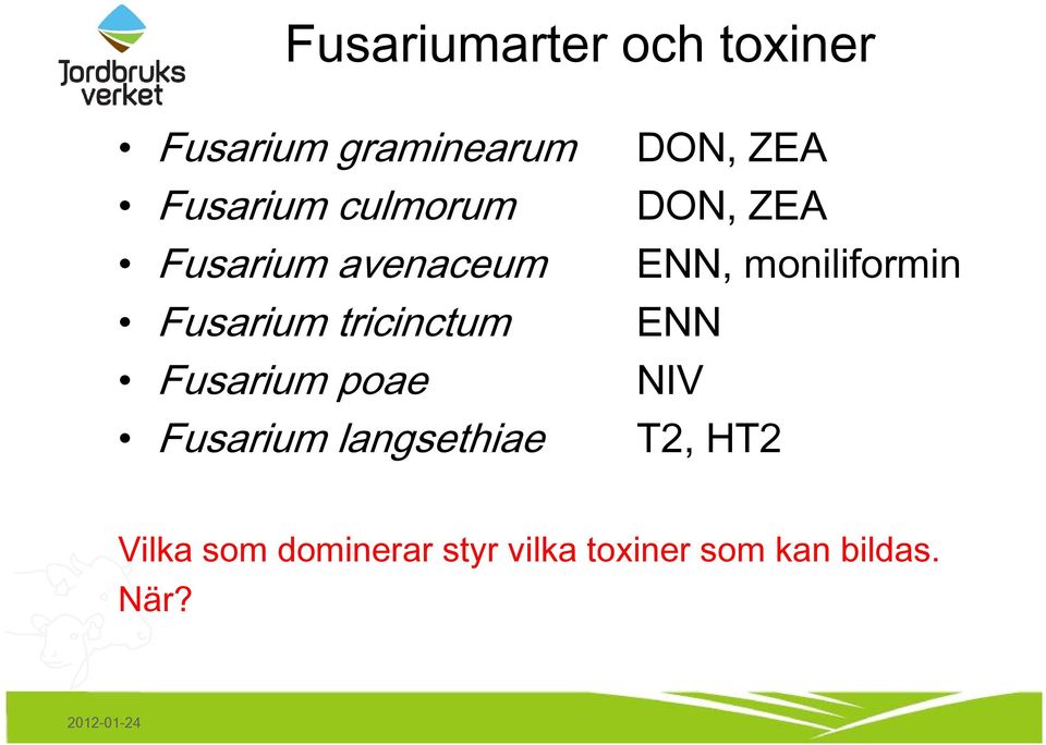 Fusarium langsethiae DON, ZEA DON, ZEA ENN, moniliformin ENN