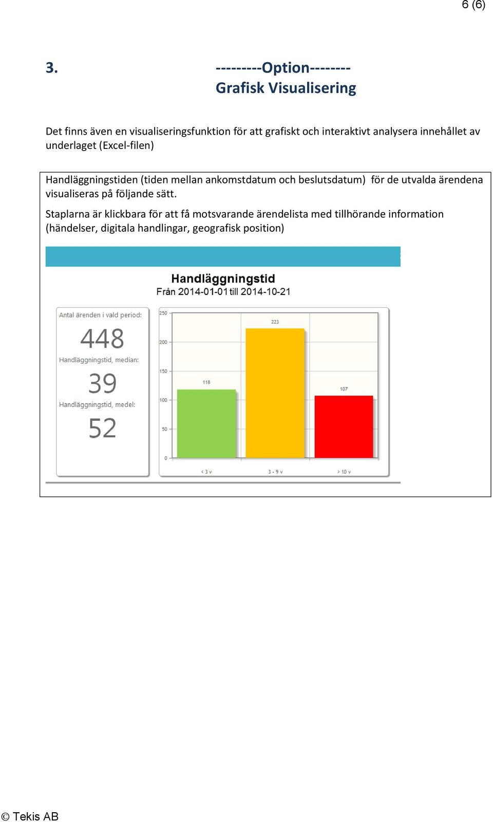 interaktivt analysera innehållet av underlaget (Excel-filen) Handläggningstiden (tiden mellan ankomstdatum