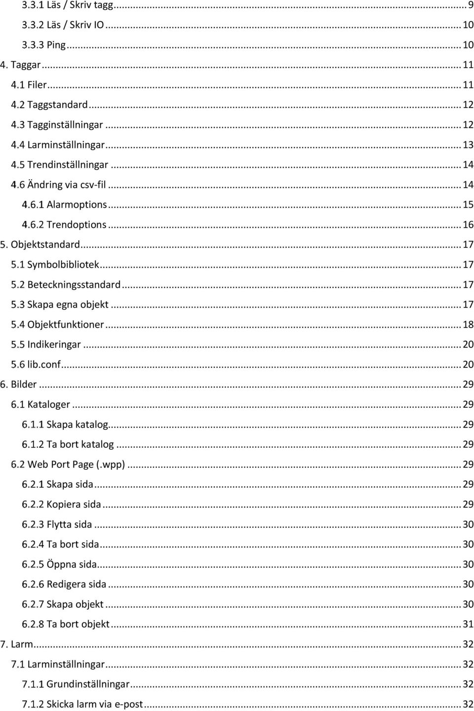 .. 18 Indikeringar... 20 lib.conf... 20 Bilder... 29 Kataloger... 29 Skapa katalog... 29 Ta bort katalog... 29 Web Port Page (.wpp)... 29 Skapa sida... 29 Kopiera sida.