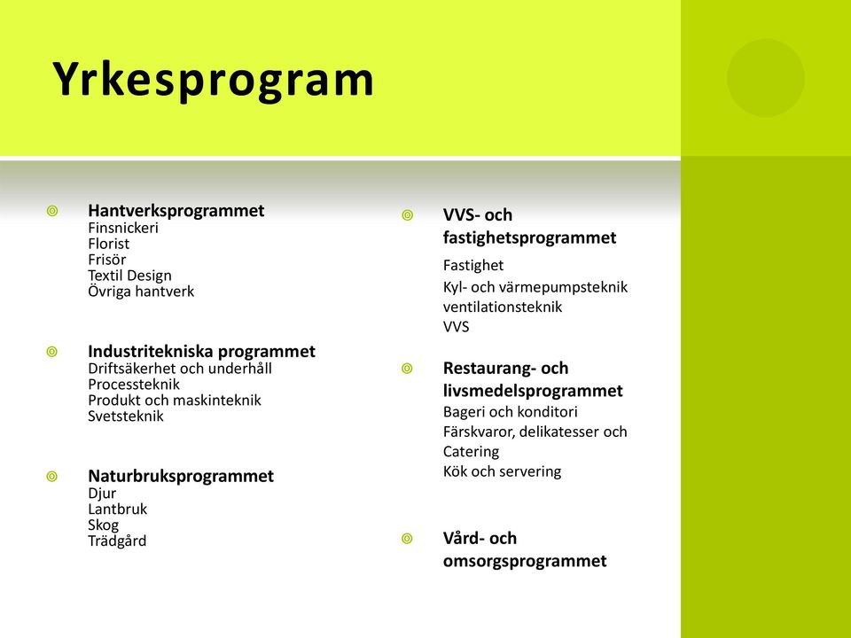 Trädgård VVS- och fastighetsprogrammet Fastighet Kyl- och värmepumpsteknik ventilationsteknik VVS Restaurang- och