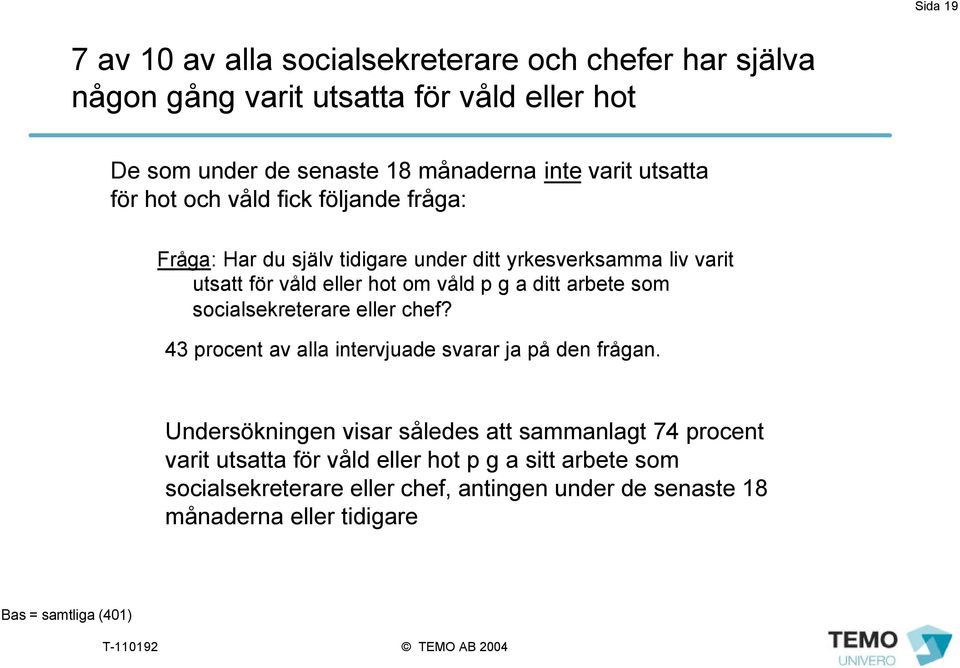 arbete som socialsekreterare eller chef? 43 procent av alla intervjuade svarar ja på den frågan.