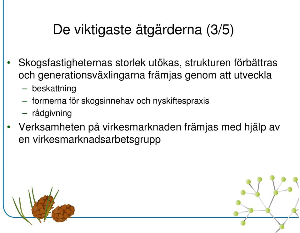 utveckla beskattning formerna för skogsinnehav och nyskiftespraxis