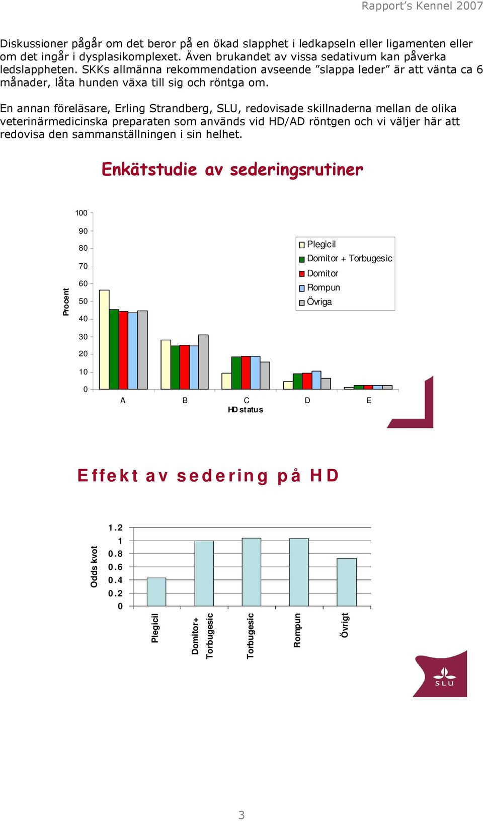 En annan föreläsare, Erling Strandberg, SLU, redovisade skillnaderna mellan de olika veterinärmedicinska preparaten som används vid HD/AD röntgen och vi väljer här att redovisa den