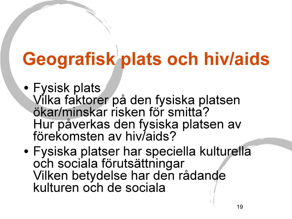 Hur påverkas den fysiska platsen av förekomsten av hiv/aids?