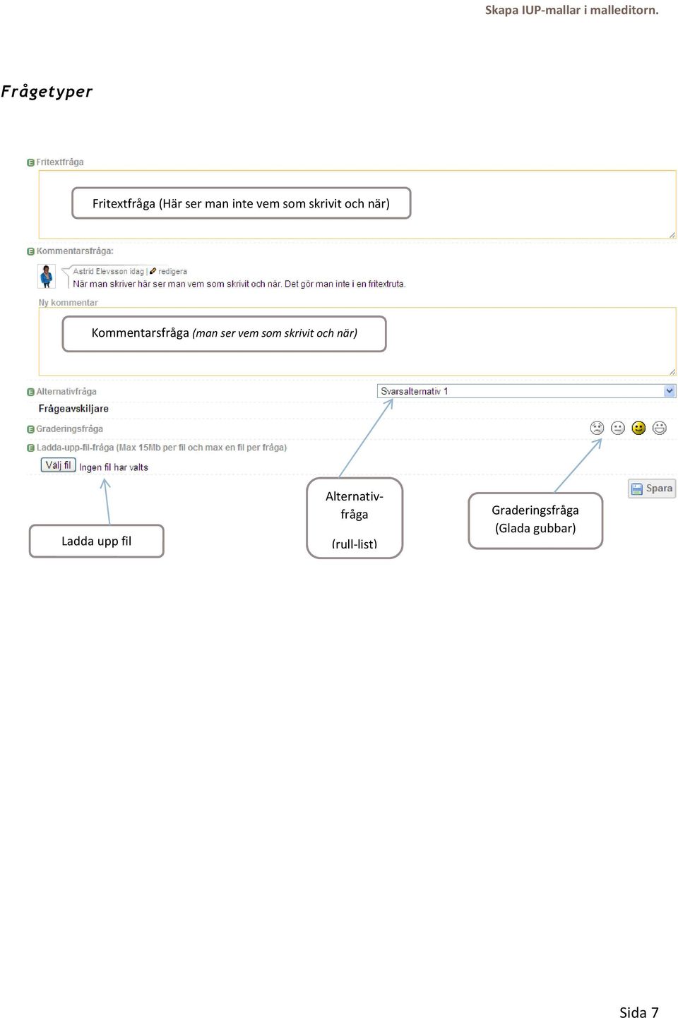 skrivit och när) Kommentarsfråga (man ser vem som