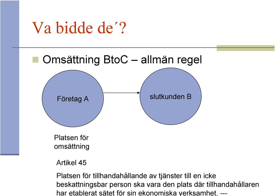 omsättning Artikel 45 Platsen för tillhandahållande av tjänster