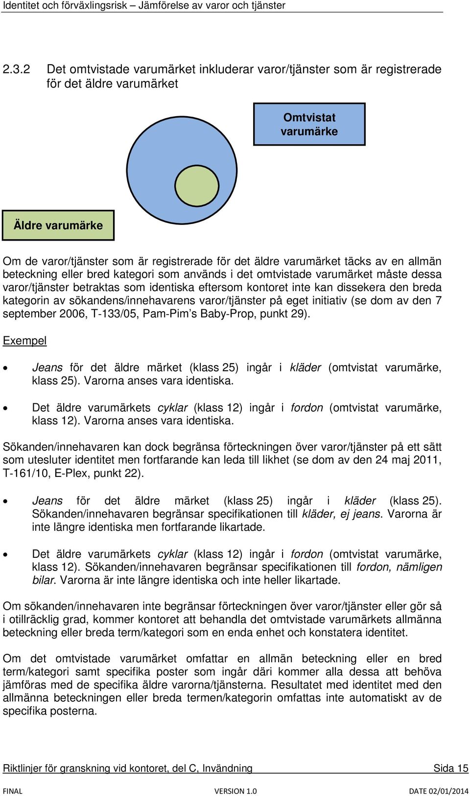 kategorin av sökandens/innehavarens varor/tjänster på eget initiativ (se dom av den 7 september 2006, T-133/05, Pam-Pim s Baby-Prop, punkt 29).