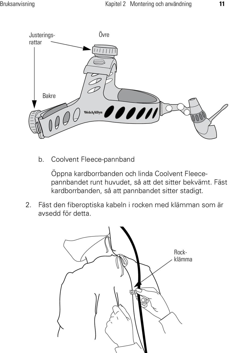 huvudet, så att det sitter bekvämt.