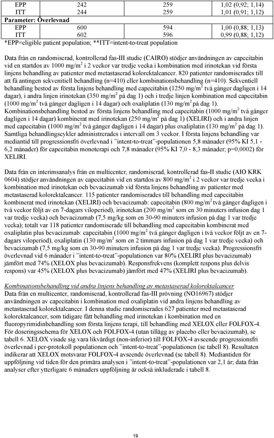 vid första linjens behandling av patienter med metastaserad kolorektalcancer. 820 patienter randomiserades till att få antingen sekvenitiell behandling (n=410) eller kombinationsbehandling (n=410).