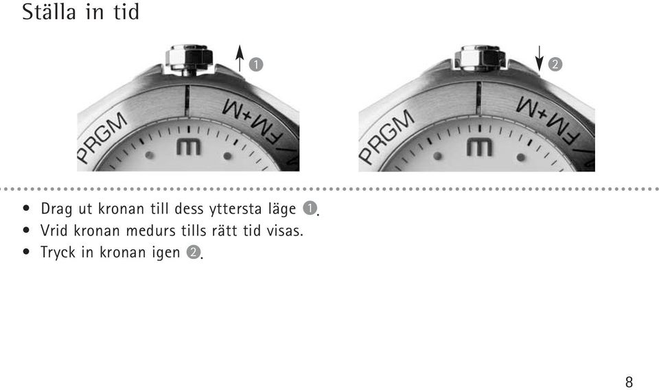 1. Vrid kronan medurs tills