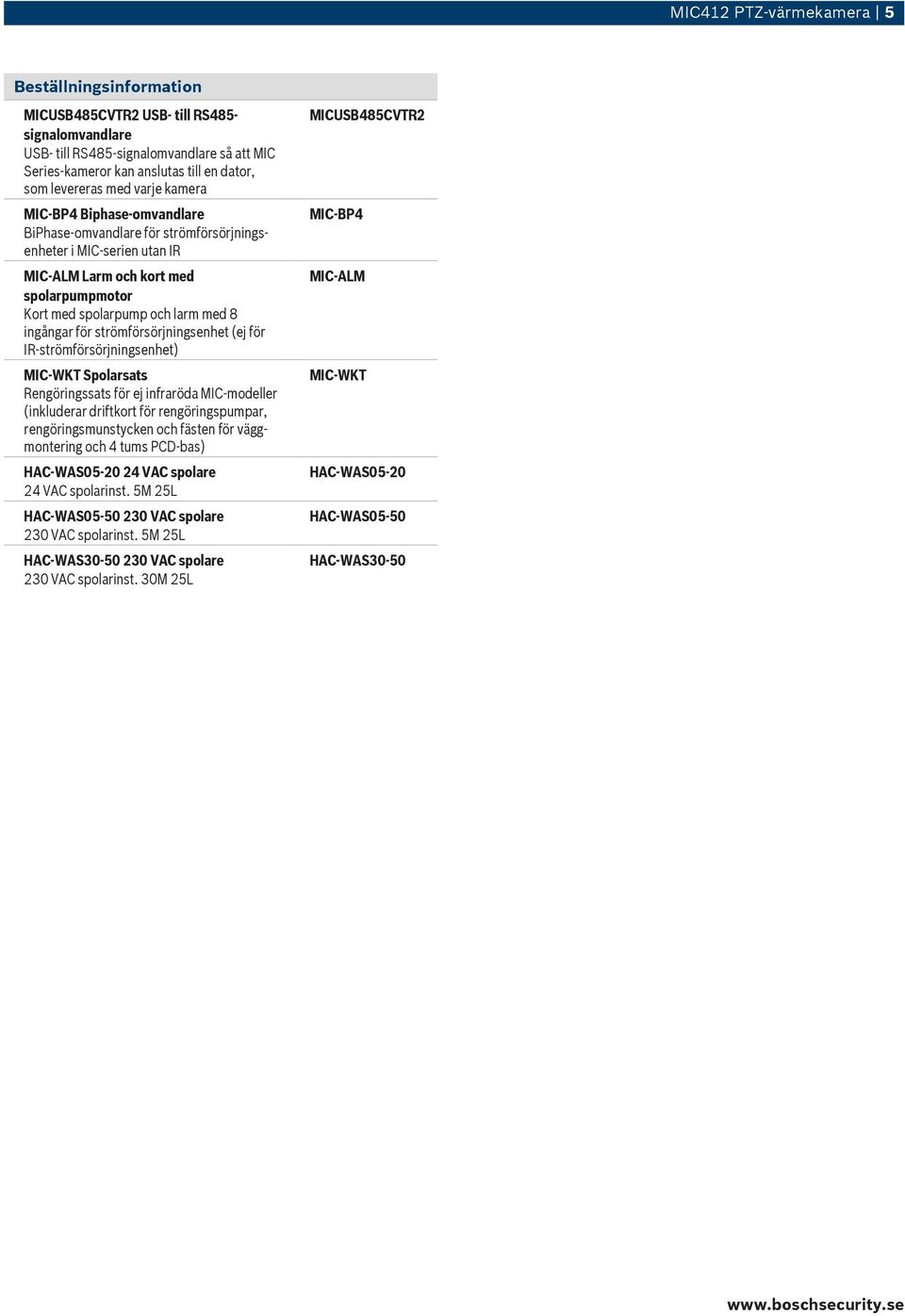 för strömförsörjningsenhet (ej för IR-strömförsörjningsenhet) MIC-WKT Spolarsats Rengöringssats för ej infraröda MIC-modeller (inkluderar driftkort för rengöringspumpar, rengöringsmunstycken och