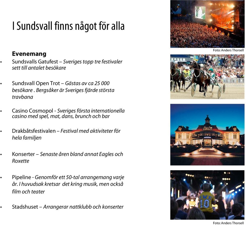 Bergsåker är Sveriges fjärde största travbana Casino Cosmopol - Sveriges första internationella casino med spel, mat, dans, brunch och bar