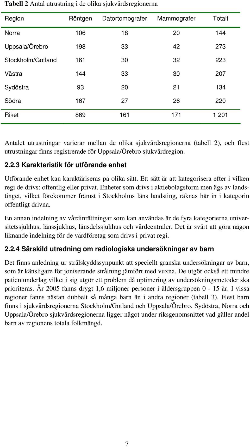 Uppsala/Örebro sjukvårdregion. 2.2.3 Karakteristik för utförande enhet Utförande enhet kan karaktäriseras på olika sätt.