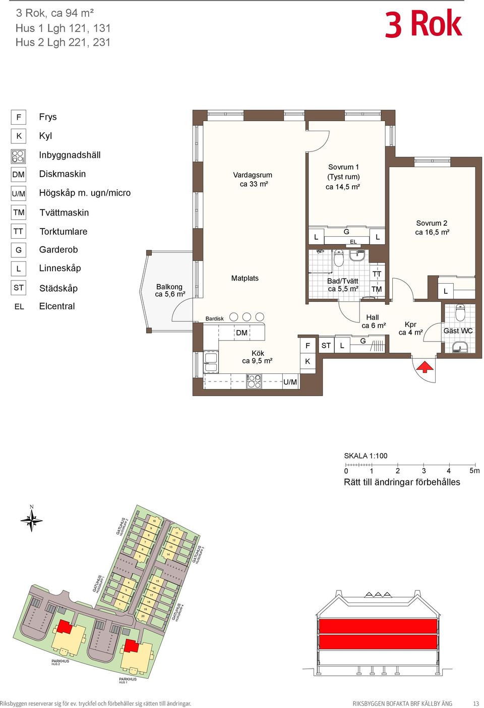 m² Bardisk Matplats ök ca 9,5 m² Bad/Tvätt ca 5,5 m² Hall ca 6 m² pr ca 4 m² äst WC SAA 1:100 0 1 2 3 4 5m Rätt till ändringar förbehålles N HUSRUPP 2 10 9 8