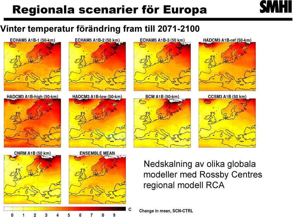 2071-2100 Nedskalning av olika globala