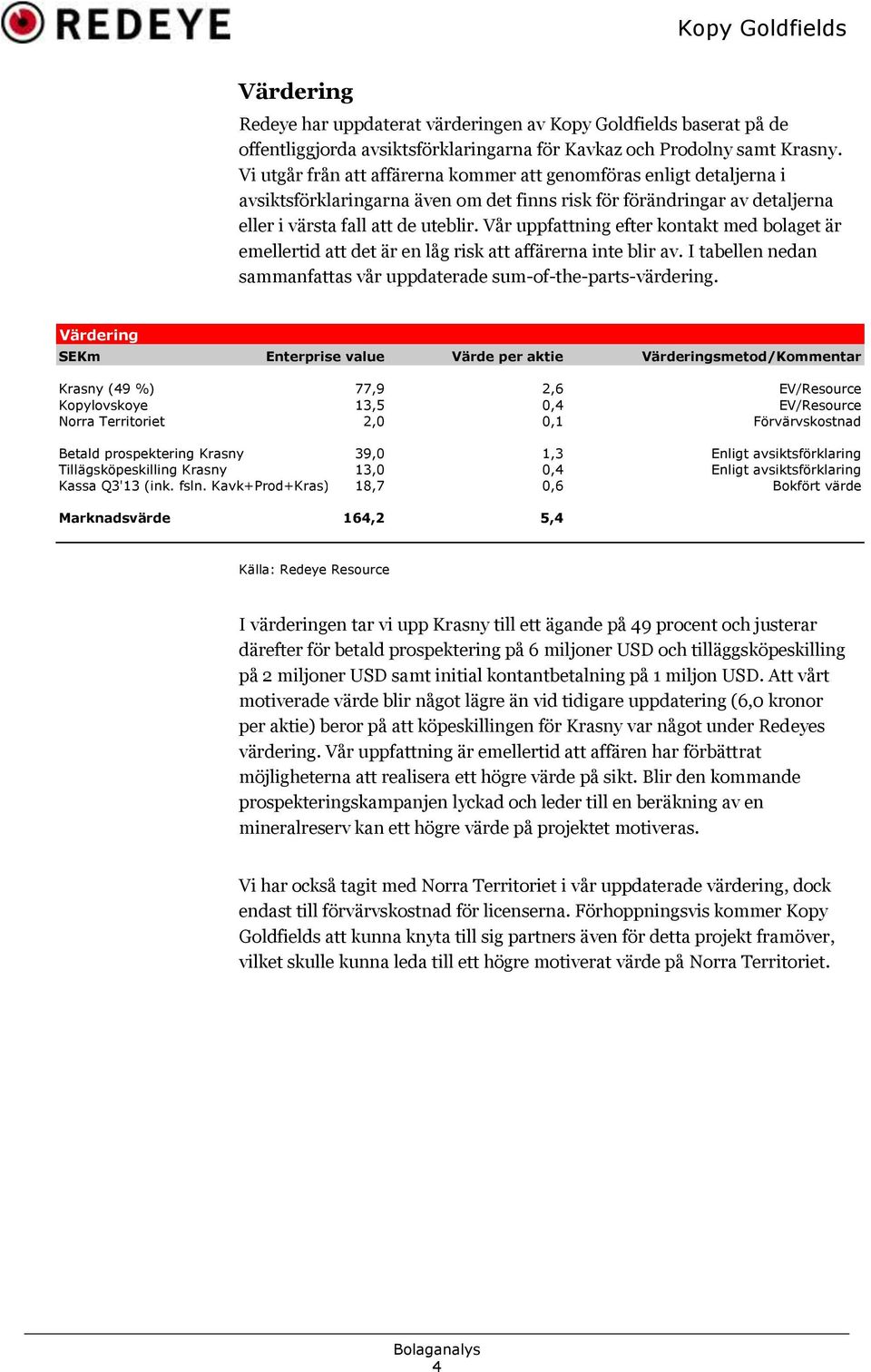 Vår uppfattning efter kontakt med bolaget är emellertid att det är en låg risk att affärerna inte blir av. I tabellen nedan sammanfattas vår uppdaterade sum-of-the-parts-värdering.
