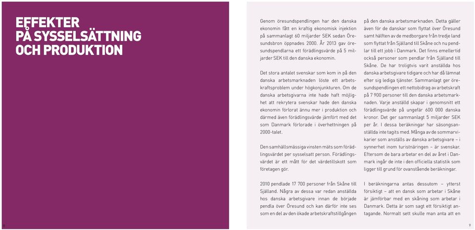 Det stora antalet svenskar som kom in på den danska arbetsmarknaden löste ett arbetskraftsproblem under högkonjunkturen.