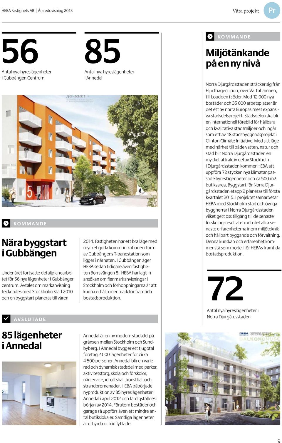 AVSLUTADE 85 lägenheter i Annedal 85 nya hyreslägenheter i Annedal 2014. Fastigheten har ett bra läge med mycket goda kommunikationer i form av Gubbängens T-banestation som ligger i närheten.