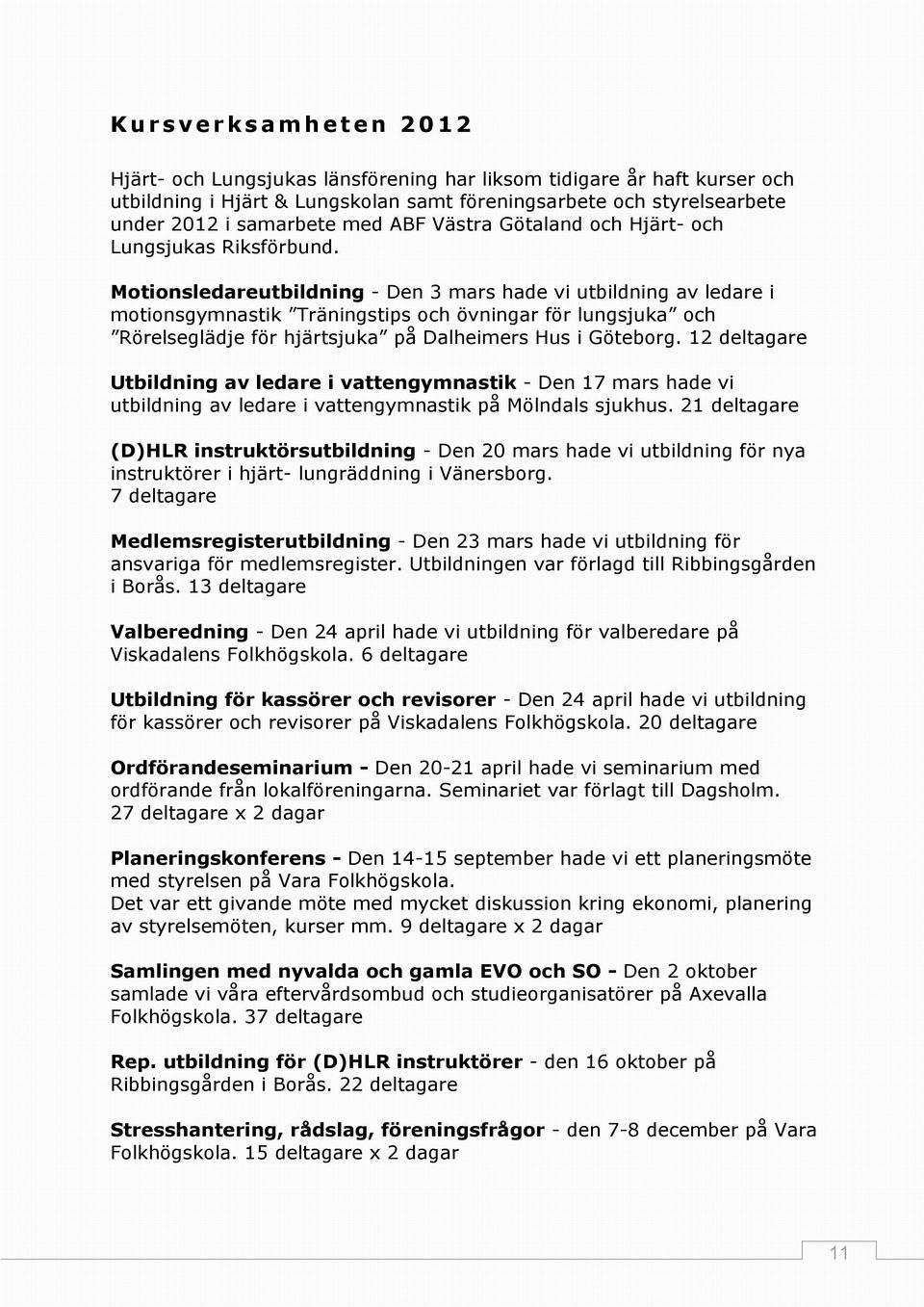 Motionsledareutbildning - Den 3 mars hade vi utbildning av ledare i motionsgymnastik Träningstips och övningar för lungsjuka och Rörelseglädje för hjärtsjuka på Dalheimers Hus i Göteborg.