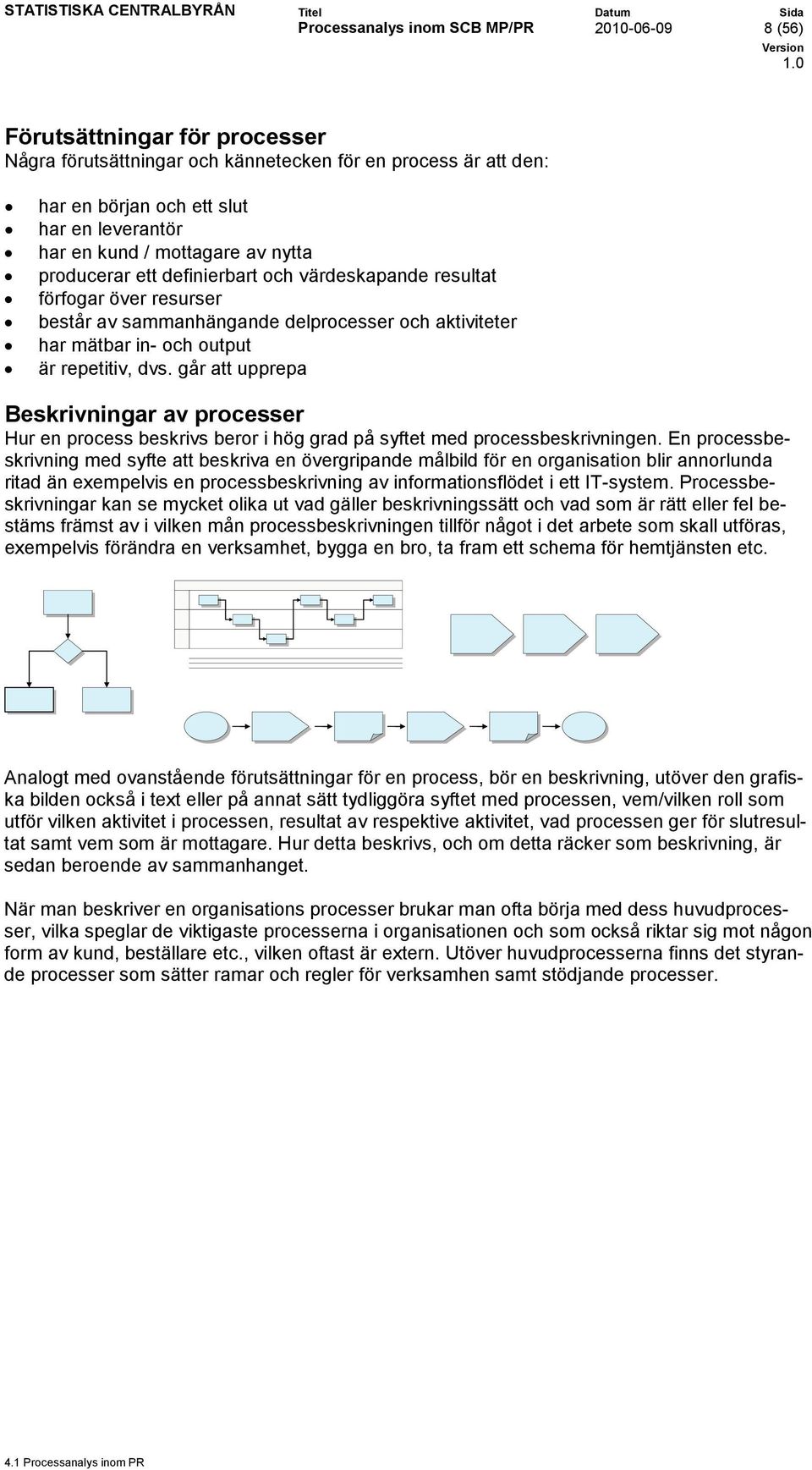 går att upprepa Beskrivningar av processer Hur en process beskrivs beror i hög grad på syftet med processbeskrivningen.