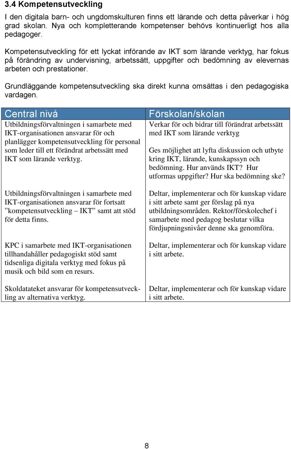 Grundläggande kompetensutveckling ska direkt kunna omsättas i den pedagogiska vardagen.