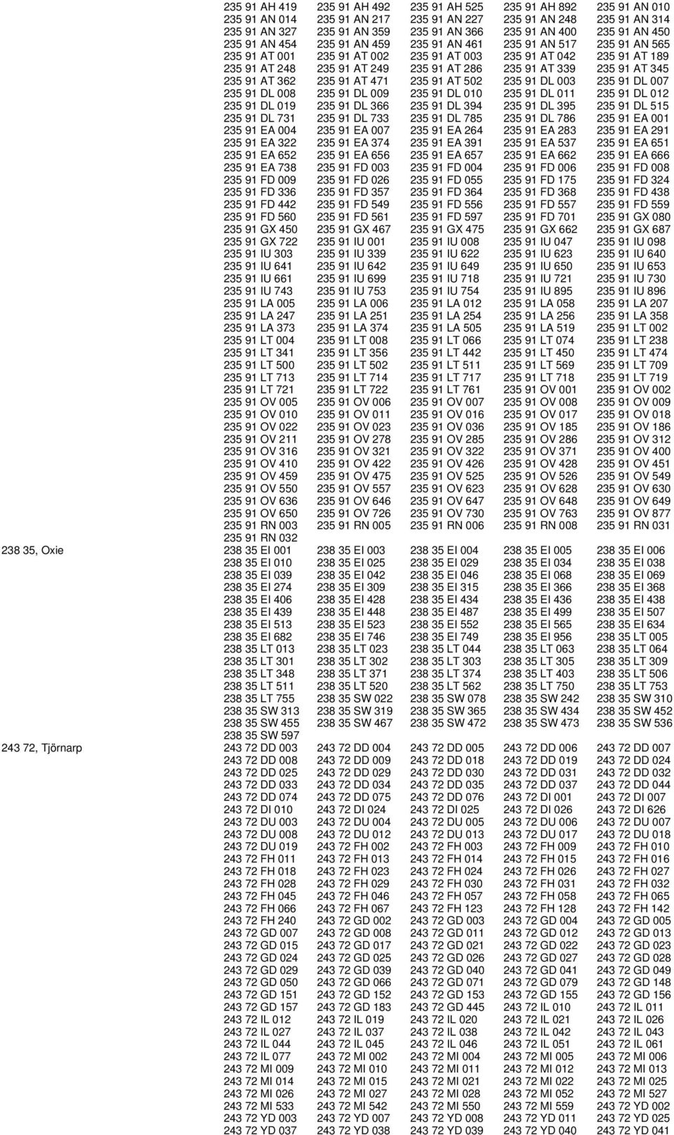 AT 339 235 91 AT 345 235 91 AT 362 235 91 AT 471 235 91 AT 502 235 91 DL 003 235 91 DL 007 235 91 DL 008 235 91 DL 009 235 91 DL 010 235 91 DL 011 235 91 DL 012 235 91 DL 019 235 91 DL 366 235 91 DL