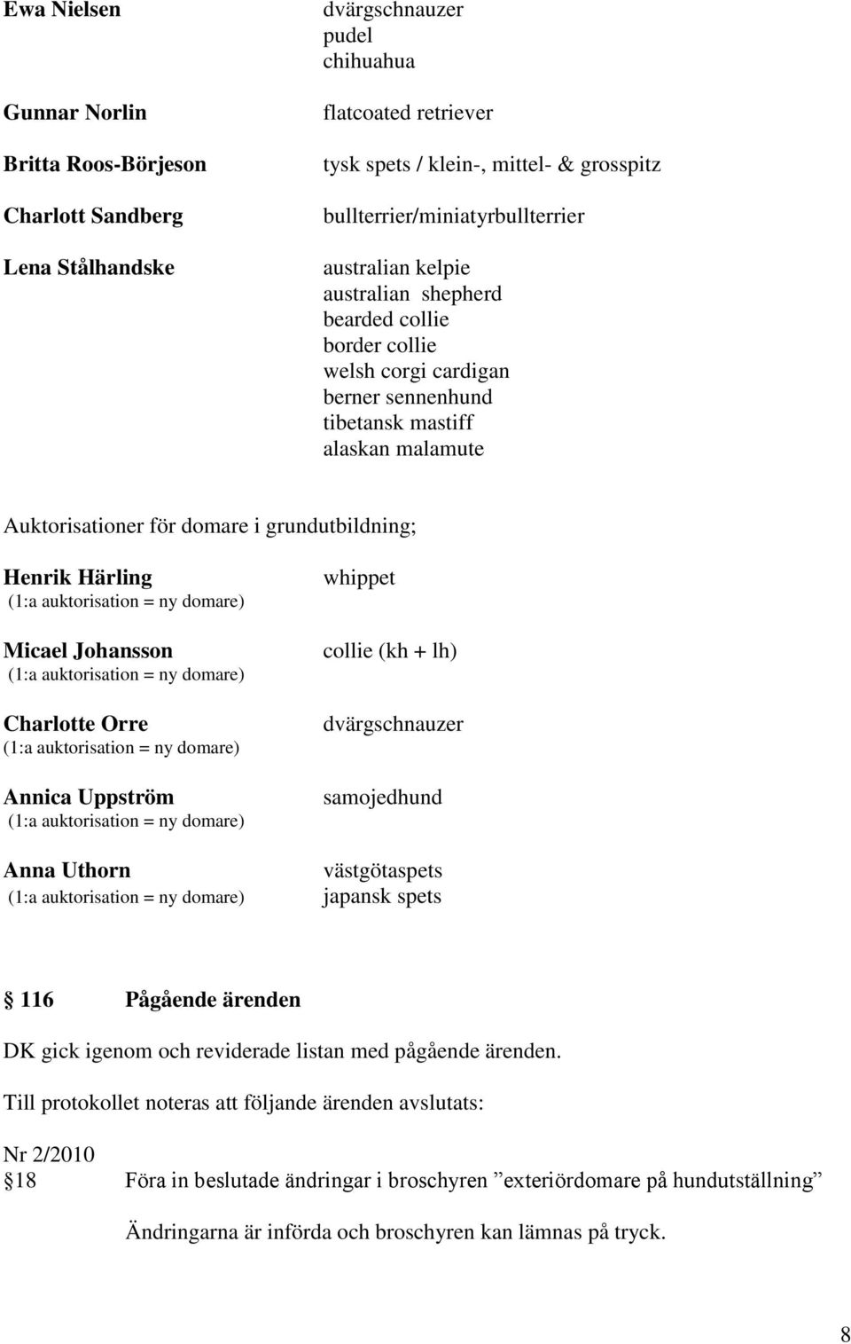 i grundutbildning; Henrik Härling (1:a auktorisation = ny domare) Micael Johansson (1:a auktorisation = ny domare) Charlotte Orre (1:a auktorisation = ny domare) Annica Uppström (1:a auktorisation =
