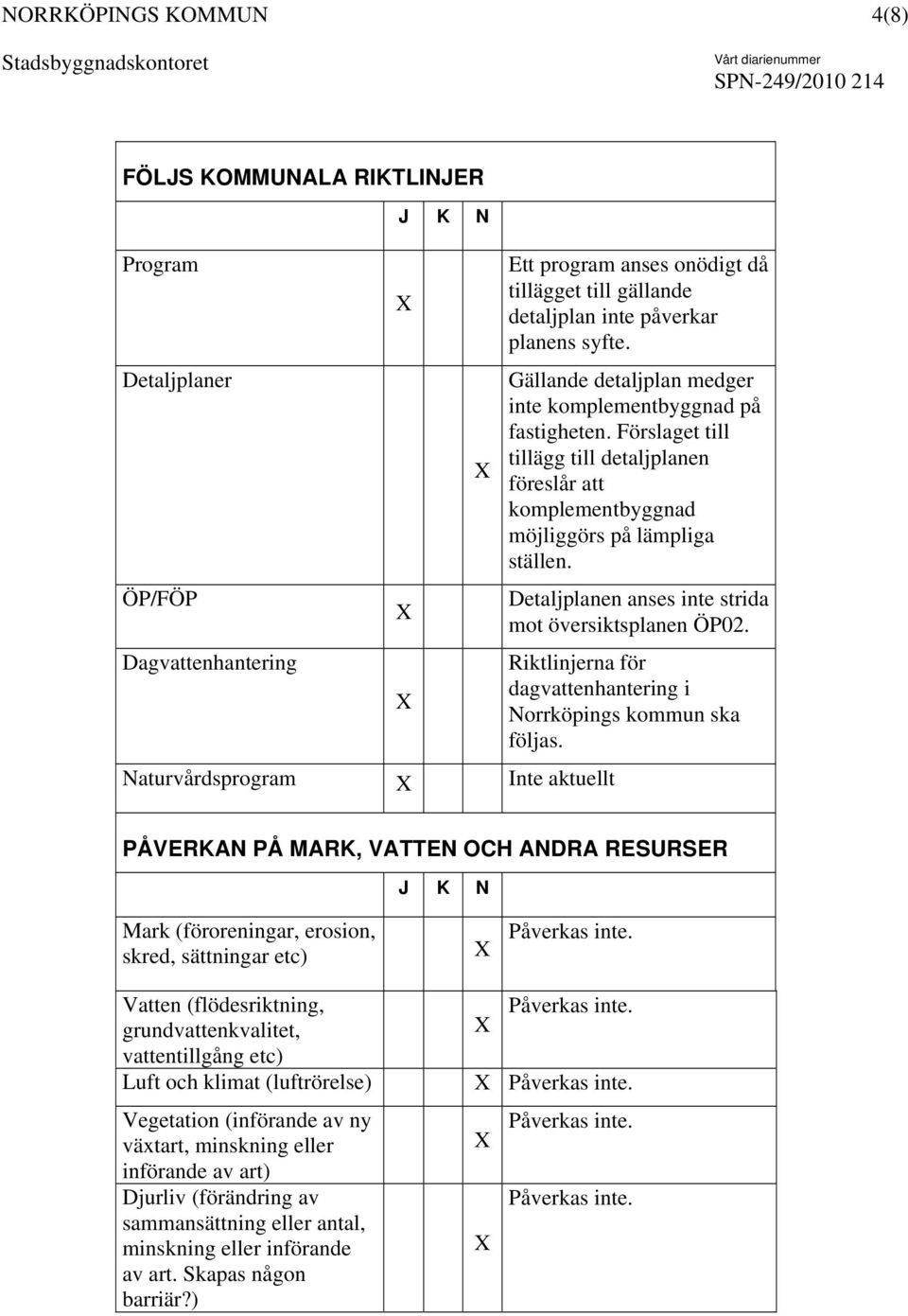 Detaljplanen anses inte strida mot översiktsplanen ÖP02. Riktlinjerna för dagvattenhantering i Norrköpings kommun ska följas.