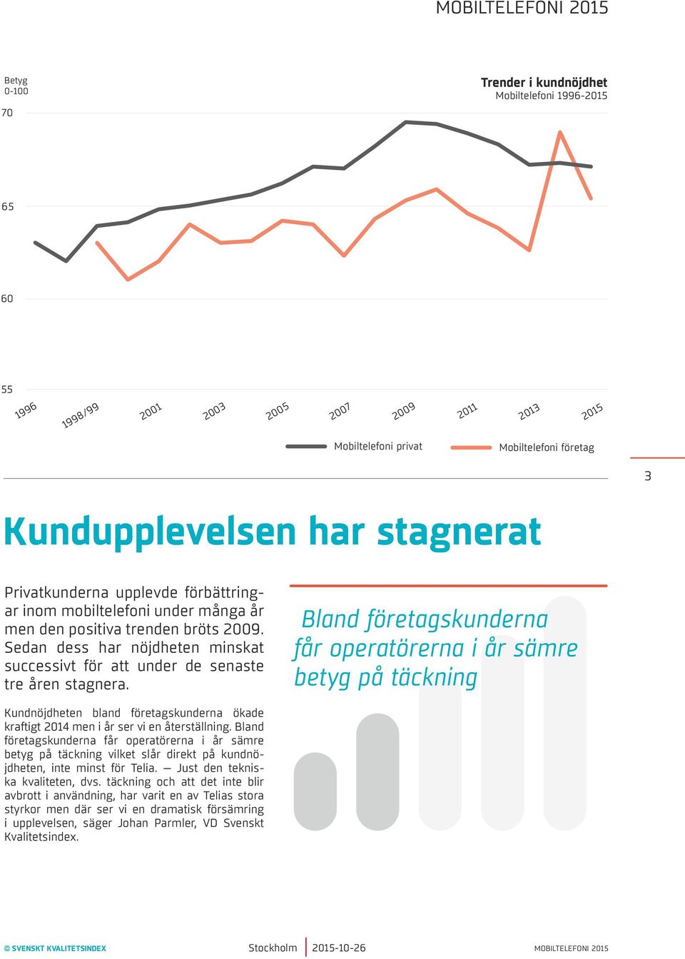 Sedan dess har nöjdheten minskat successivt för att under de senaste tre åren stagnera.