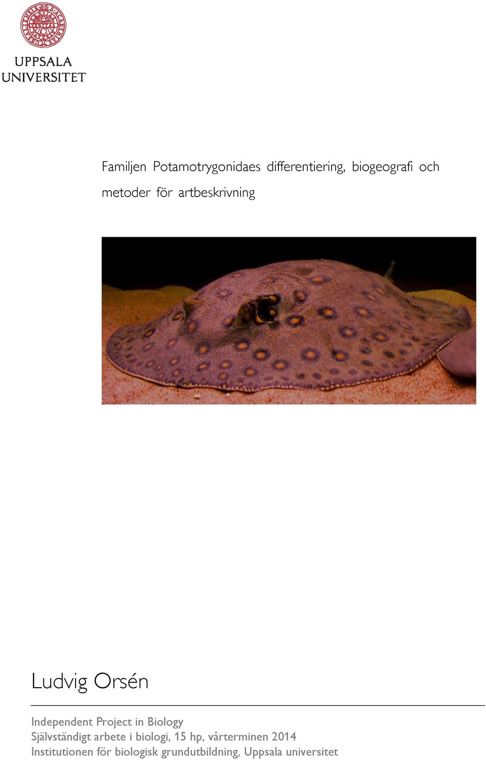 Självständigt arbete i biologi, 15 hp, vårterminen 2014