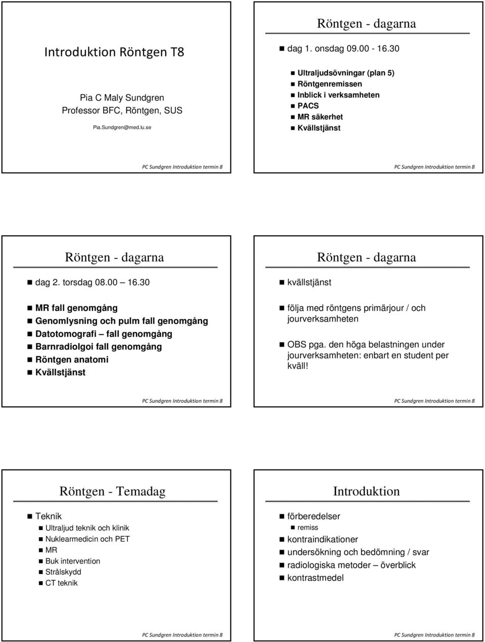 30 kvällstjänst Röntgen - dagarna MR fall genomgång Genomlysning och pulm fall genomgång Datotomografi fall genomgång Barnradiolgoi fall genomgång Röntgen anatomi Kvällstjänst följa med röntgens