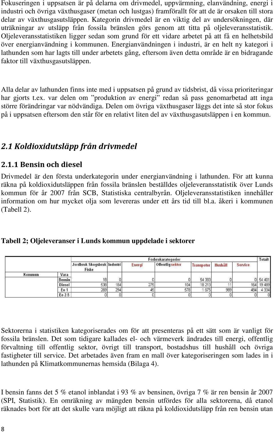 Oljeleveransstatistiken ligger sedan som grund för ett vidare arbetet på att få en helhetsbild över energianvändning i kommunen.