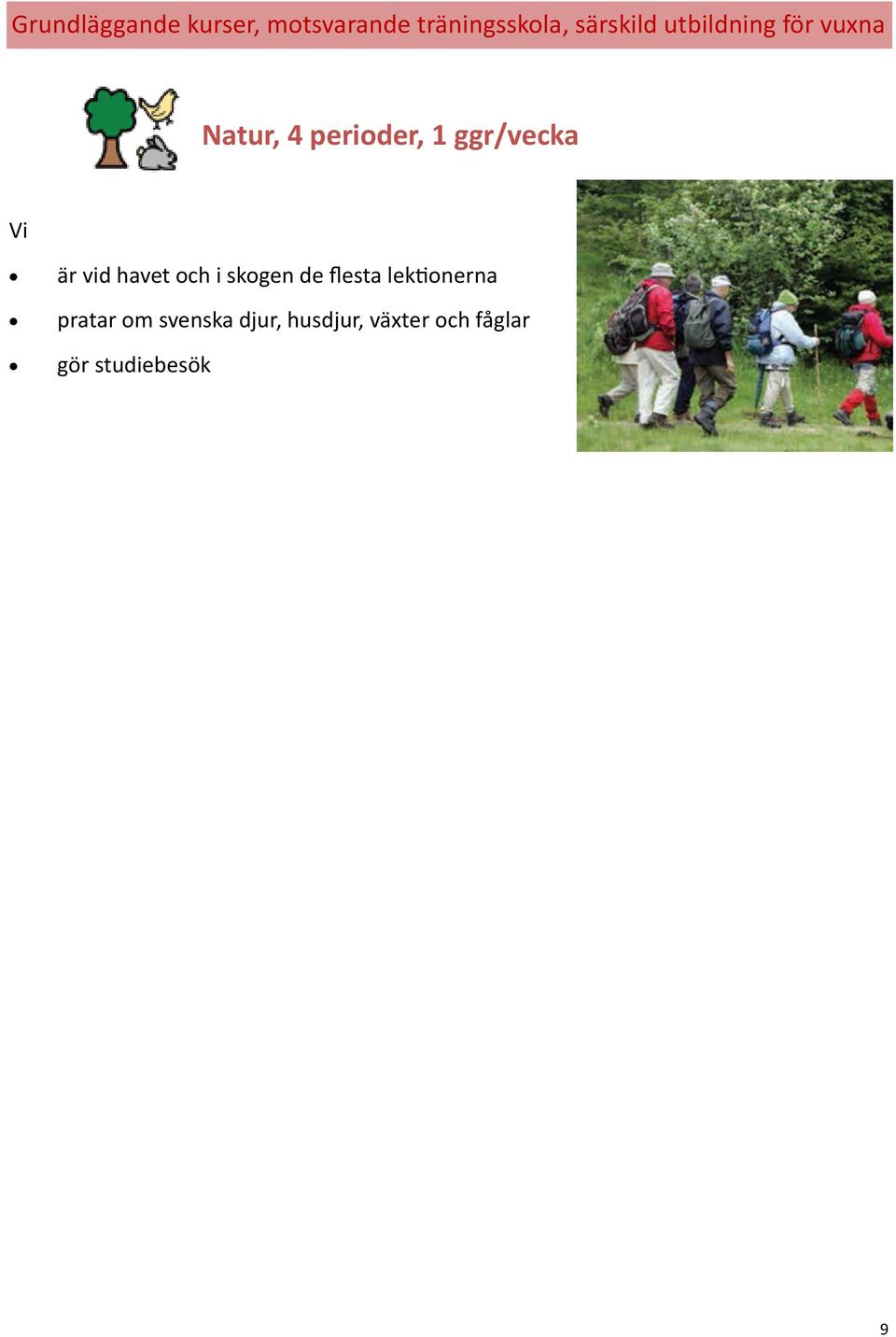 ggr/vecka är vid havet och i skogen de flesta